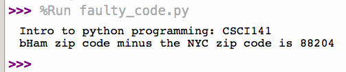 Output of the corrected faulty_code.py program.