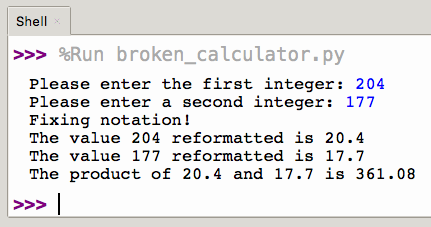 Correct Calculator Output