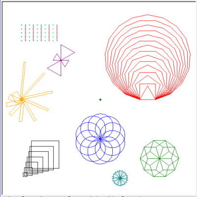 The correct output of turtleshape_test.py after all functions are completed.